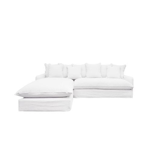 Lotus Slipcover 2.5 Modular Sofa + LH Chaise - White
