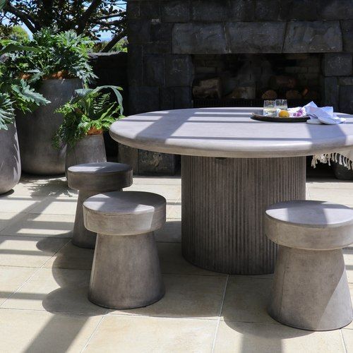 Patras Round Outdoor Concrete Table 150cm - Grey