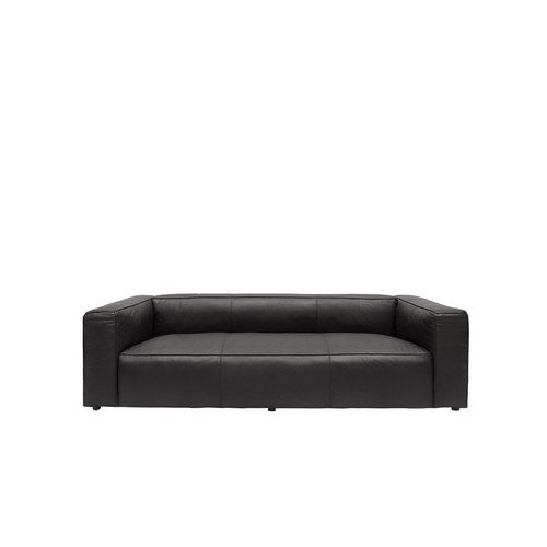 Stirling 3 Seater Italian Leather Sofa | Onyx