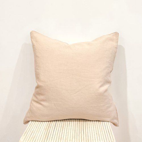 100% French Flax Linen Feather filled Cushion- Latte
