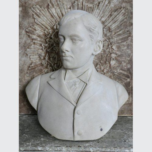 19th Century English Carrara Signed Marble Bust