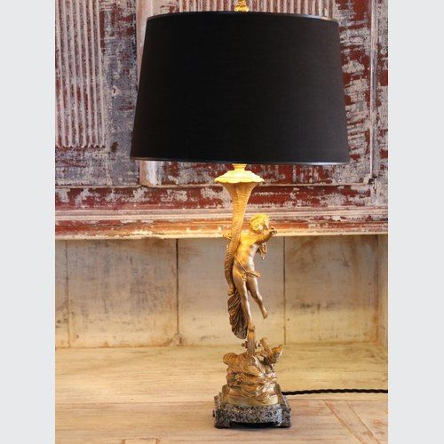 Gilded Bronze Table Lamp | Signed Aig Moreau
