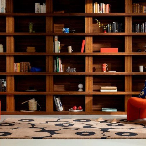 Marimekko Unikko in Rose and Black | Designer Floor Rug