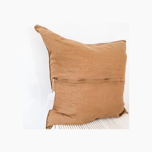 100% French Flax Linen Feather filled Cushion- Ginger