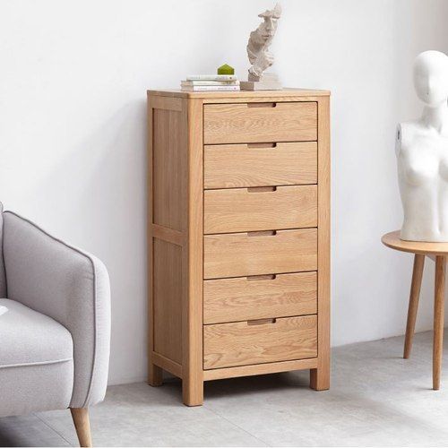 Humbie Natural Solid Oak 6 Drawers Tall Boy