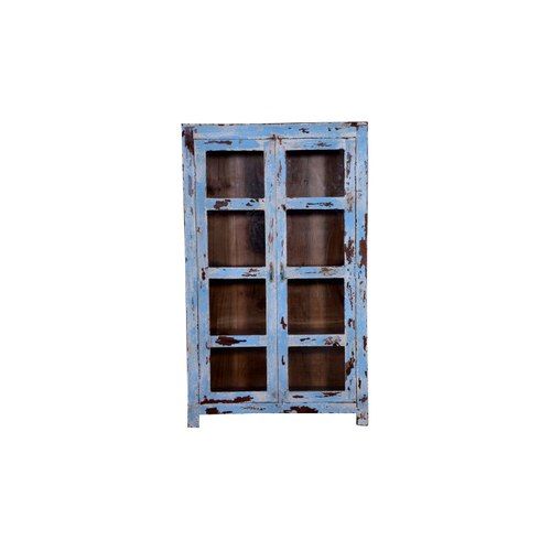 Original Wood and Glass Display Cabinet - Blue, Tall