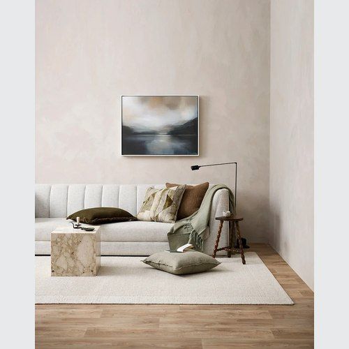 Baya Grove Cushion - Olive | Abstract Print | 100% Linen