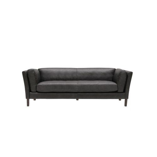 Modena Italian Leather 3 Seater Sofa - Onyx