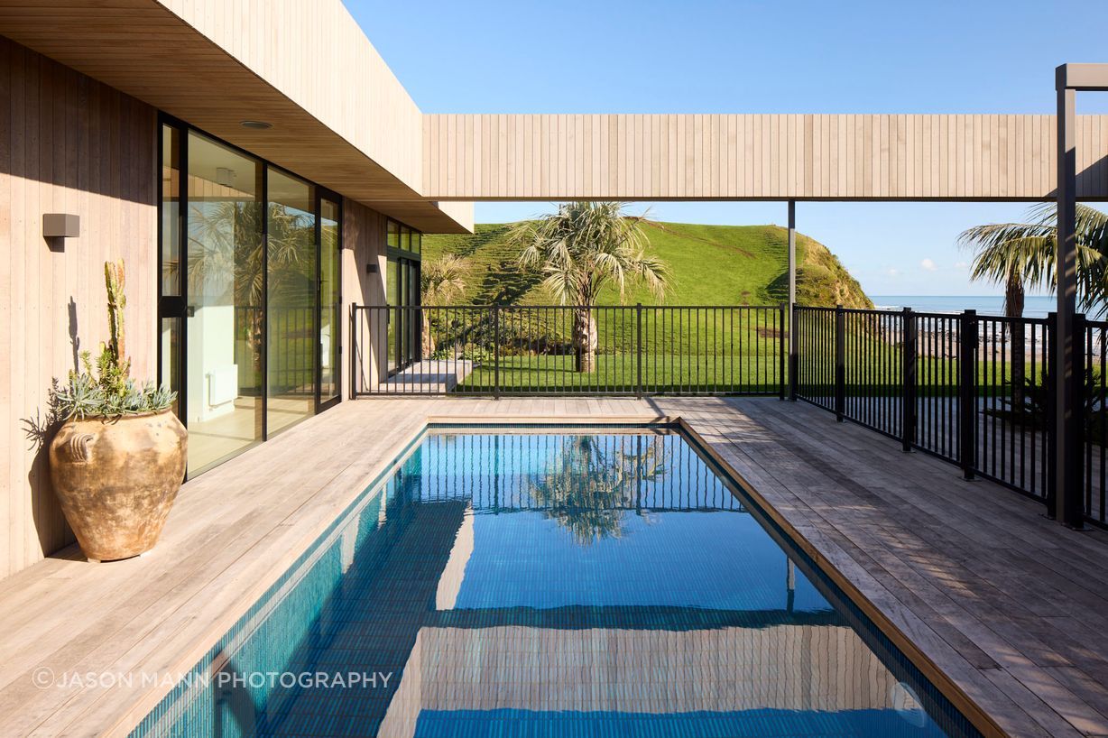 The pool offers a cool retreat in the courtyard