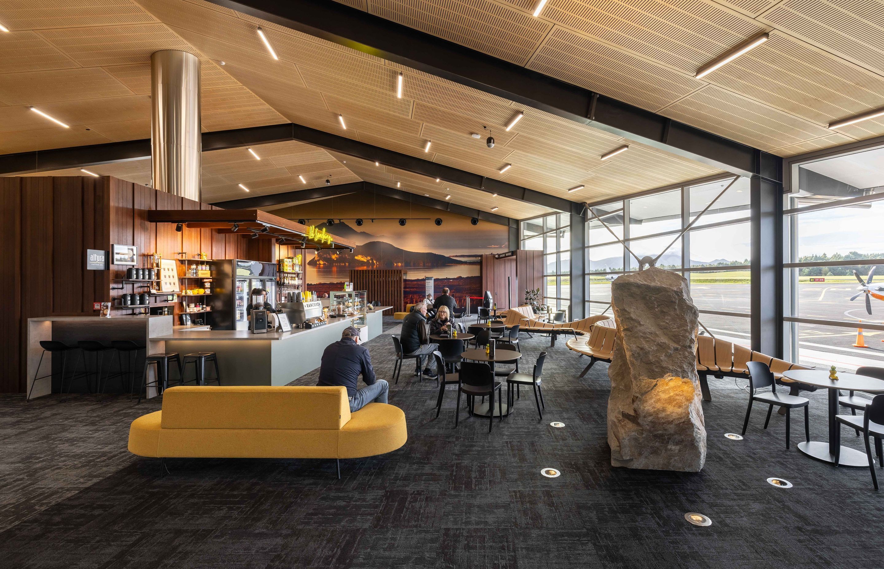 Featurecraft’s FR Birch Plywood panels worked to capture the distinct beauty of the region in this Taupō Airport project