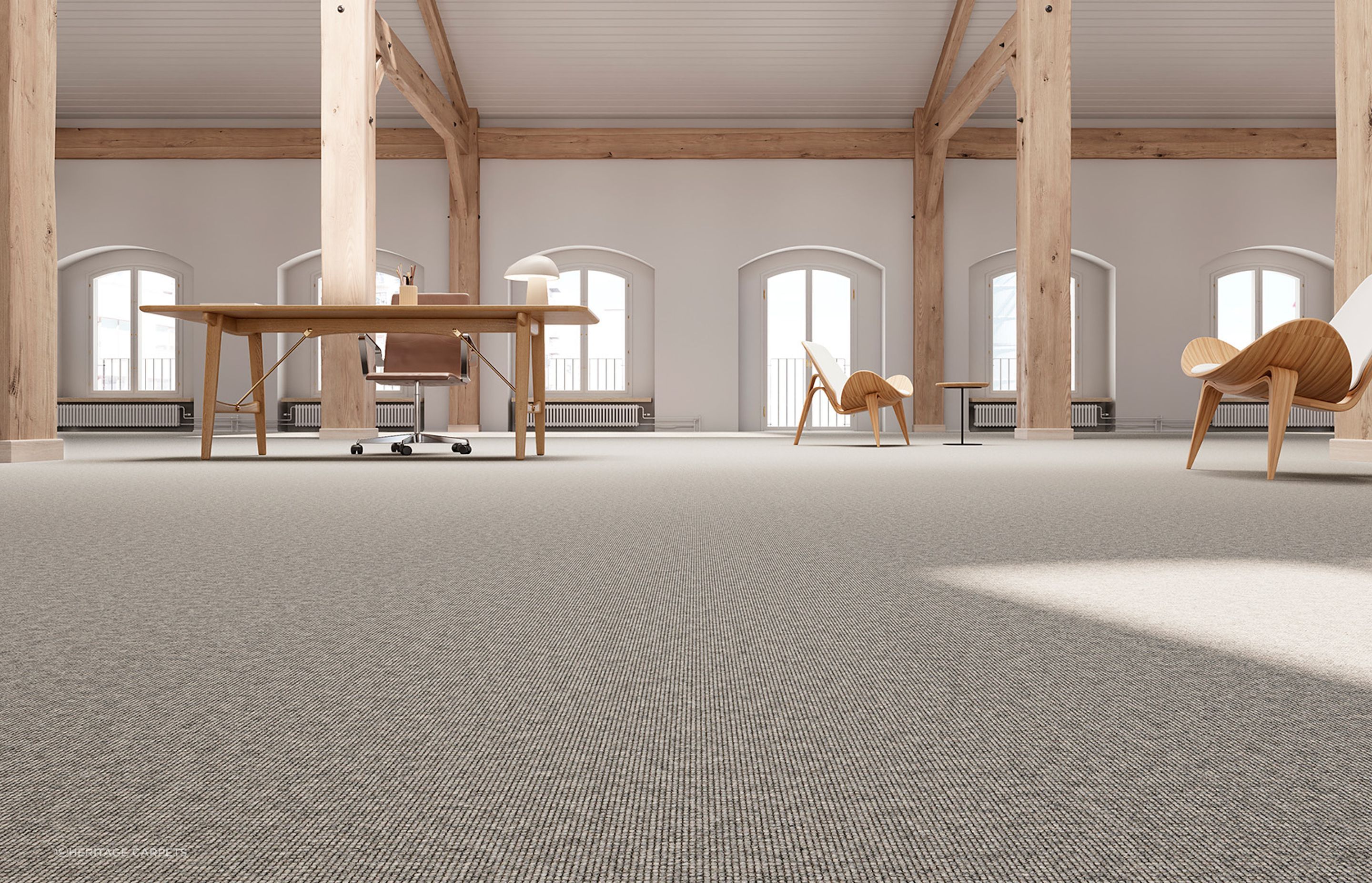The Højer Kontrakt Wool Blend Broadloom from Fletco Carpets is 80% new wool with 20% nylon for added performance.