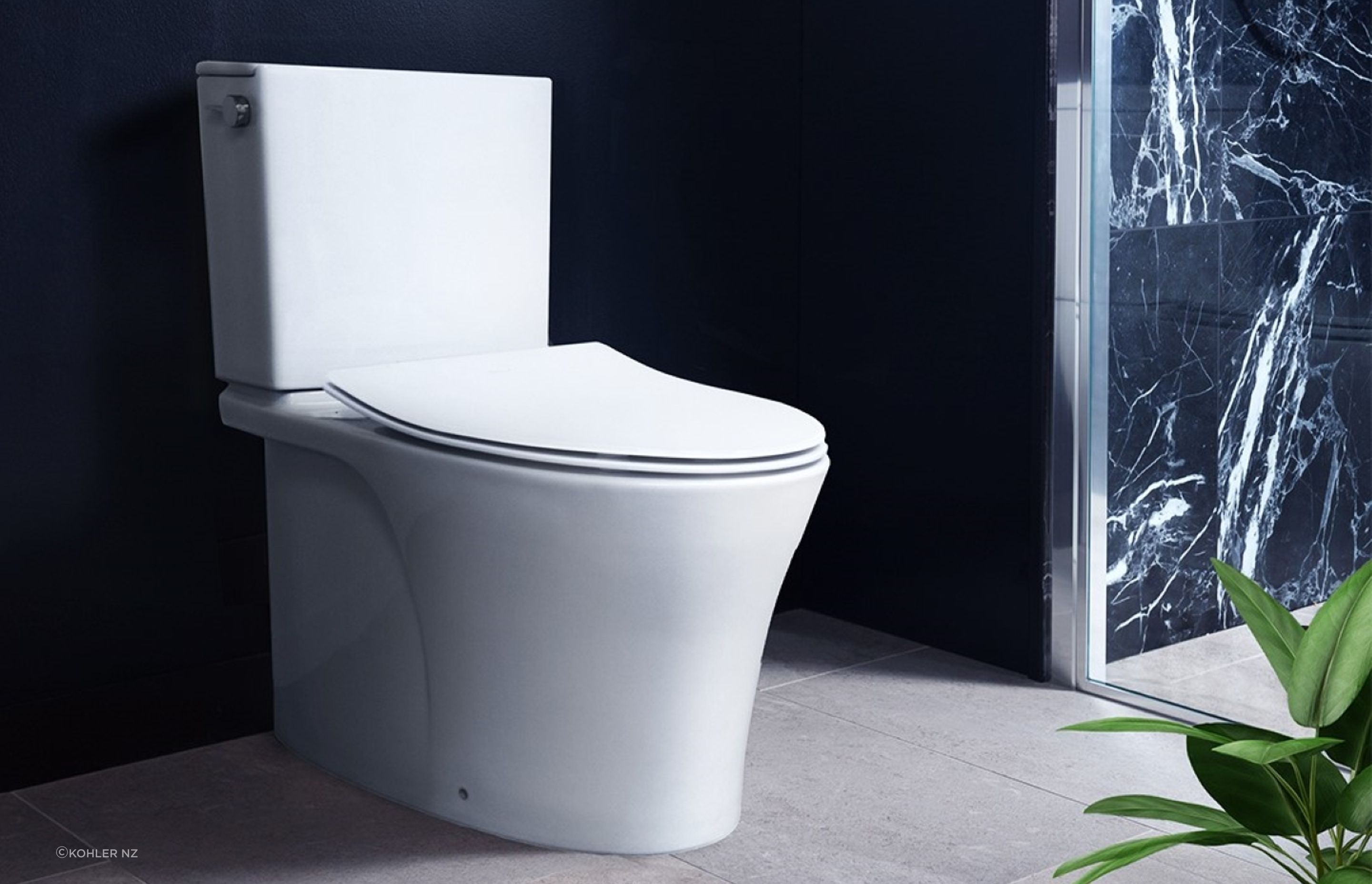 The sleek Veil Back To Wall Toilet features a unique 2 shot moulded toilet seat for improved aesthetics and durability.