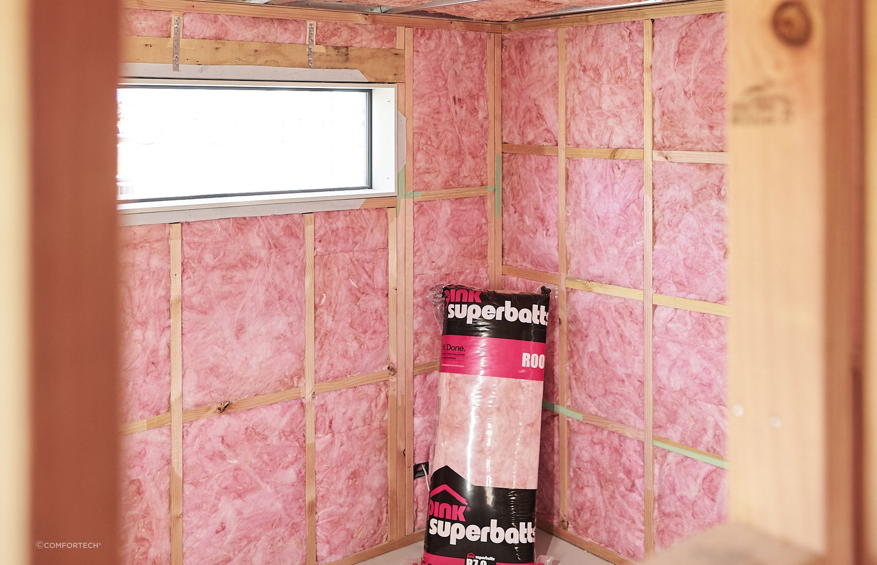 A trusted option like PINK® SUPERBATTS® Insulation is a great way ensure your bathroom walls retain heat in your space.
