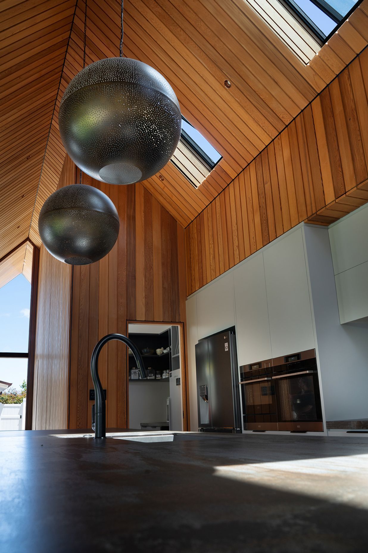 Western red cedar was used extensively throughout both the interior and exterior of the extension.