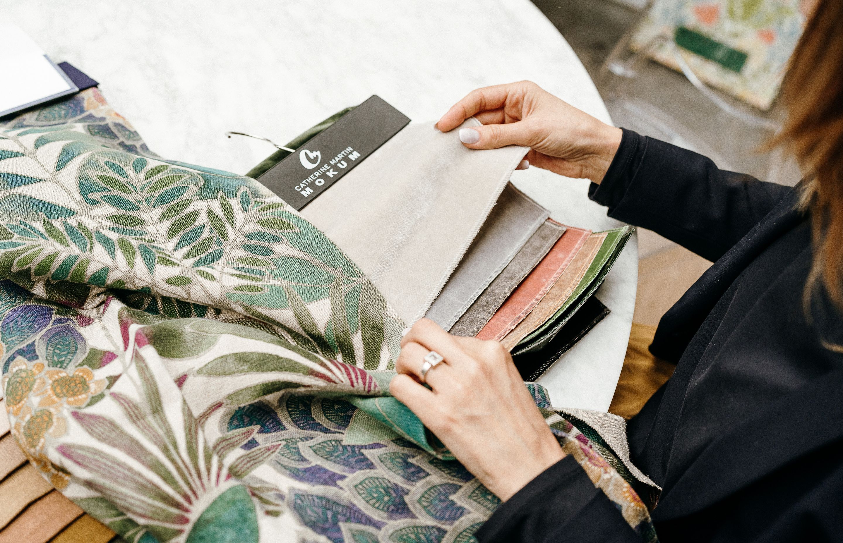 Bren sources beautiful textiles from all over the world through her suppliers. Above: Misia linen and Catherine Martin by Mokum Velvet. Photo: Samantha Donaldson
