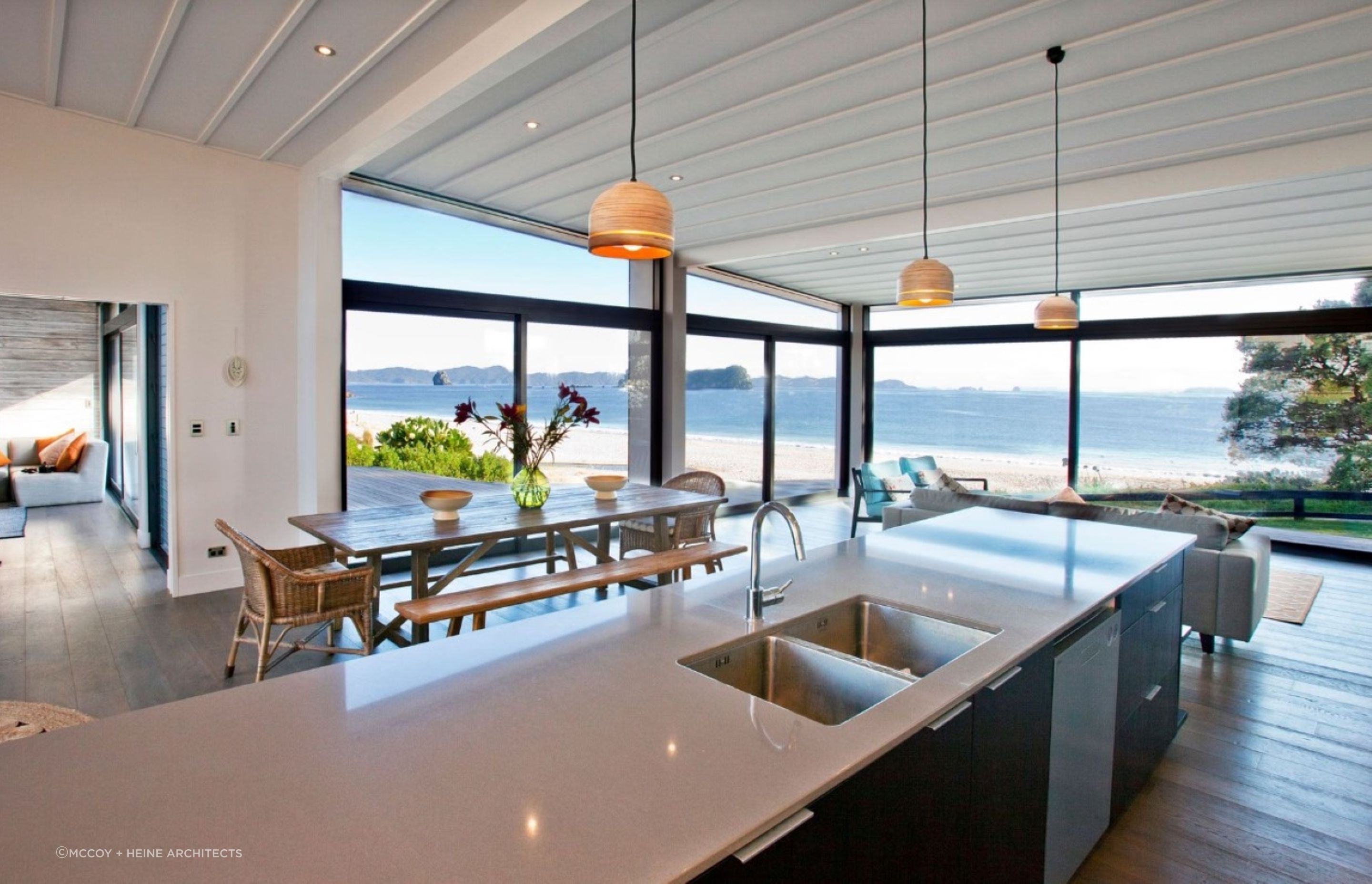 The beachfront views can be fully appreciated from inside the home.