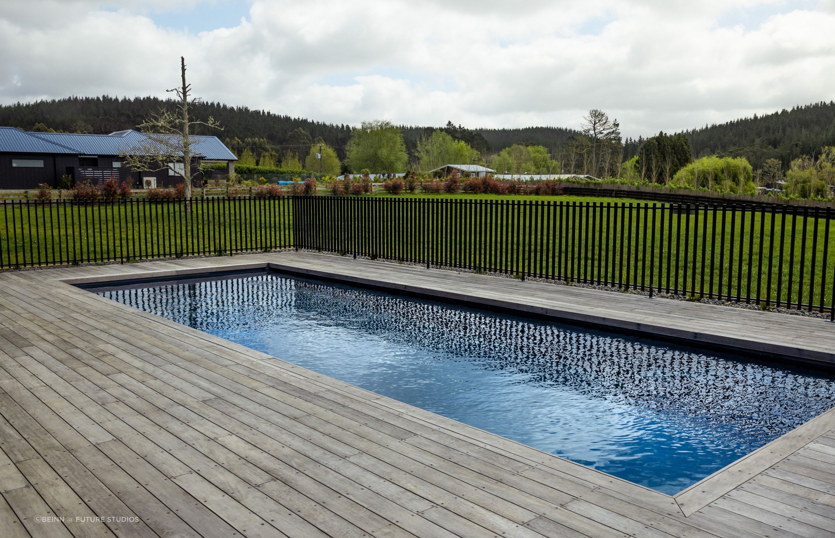 The new pool was a key part of the client's brief and the laidback rural lifestyle.