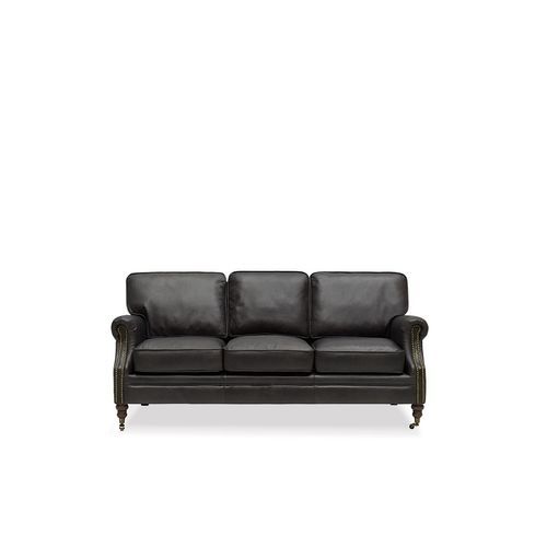 Brunswick Italian Leather Sofa - 3 Seater, Onyx