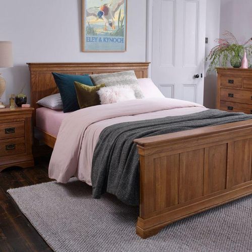 French Rustic Solid Oak Super King-Size Bed