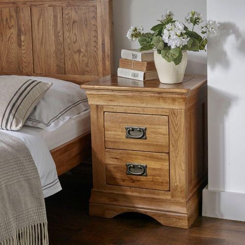 French Rustic Solid Oak Bedside Table