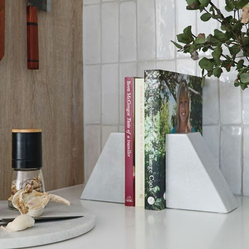 Marble Bookends Pair - White