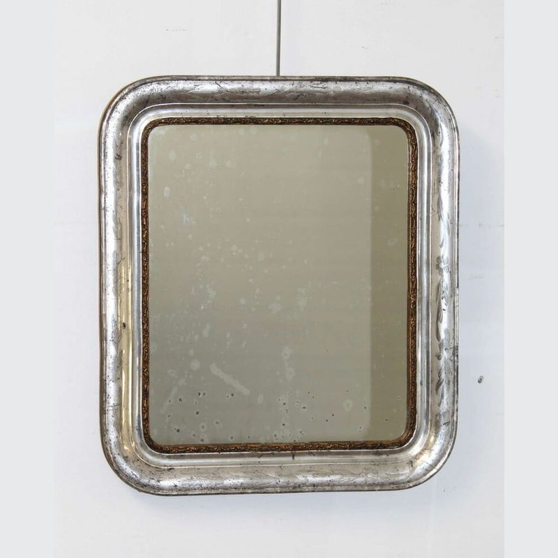 An Antique 19th Century Silver Gilt French Mirror
