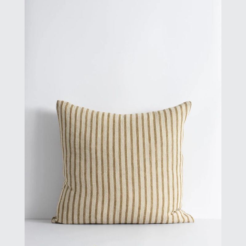 Baya Spencer Cushion - Ochre/Natural | 100% Linen