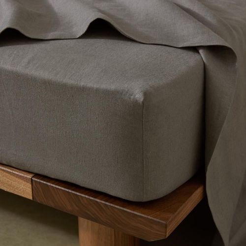 Ravello Linen Fitted Sheet - Charcoal | Weave Home