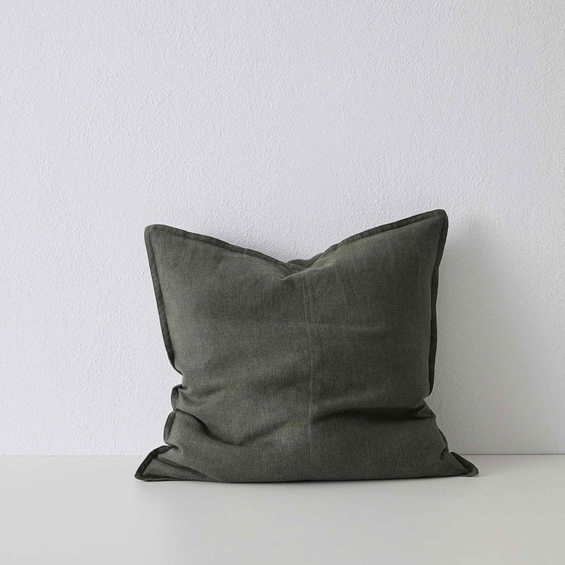 Weave Home European Linen Como Cushion - Khaki | Square and Lumbar | Three Sizes