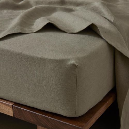 Ravello Linen Fitted Sheet - Caper | Weave Home