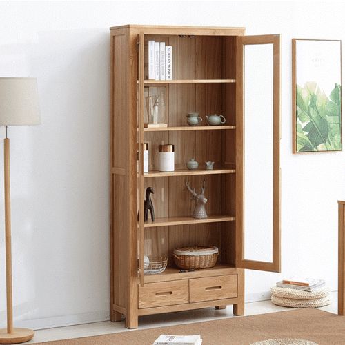 Humbie Solid Oak Large Display Bookcase Cabinet