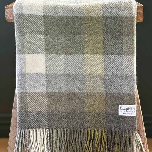 NZ Wool Throw - Woodale - Olive | 100% Pure Wool
