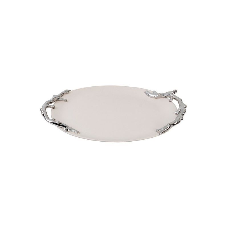Oval Plate W/Branch Handles