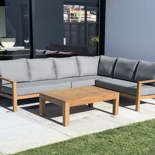 Gemini Outdoor Corner Teak Sofa | Charcoal