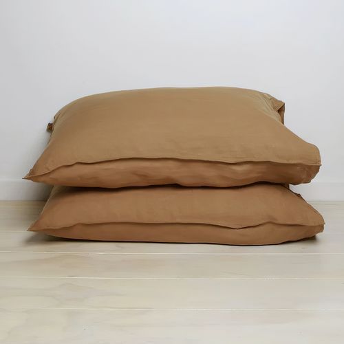 100% French Flax Linen Pillowcase Pair - Ginger