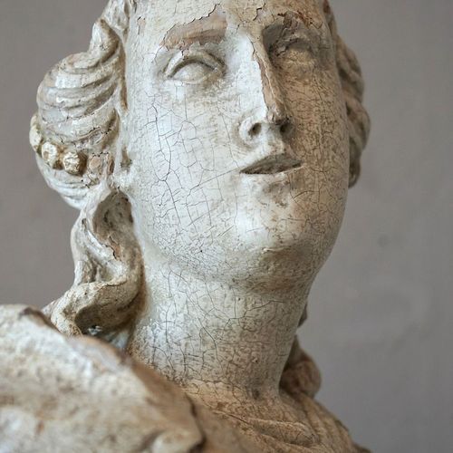 Antique French Carved Statue of a Saint