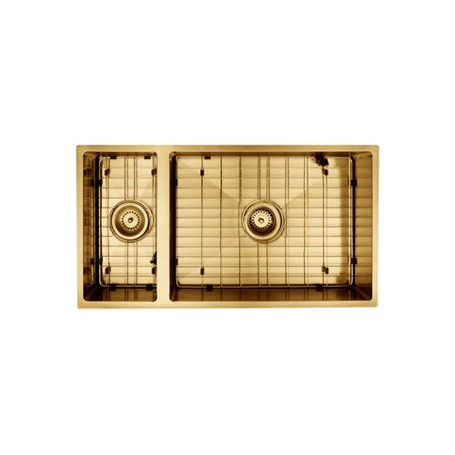 Aspen PVD 550/200mm Dual Kitchen Sink Brushed Brass