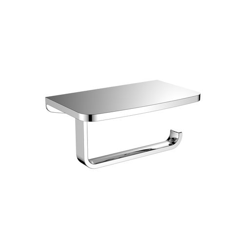 Cubic Toilet Roll Holder with Shelf Chrome