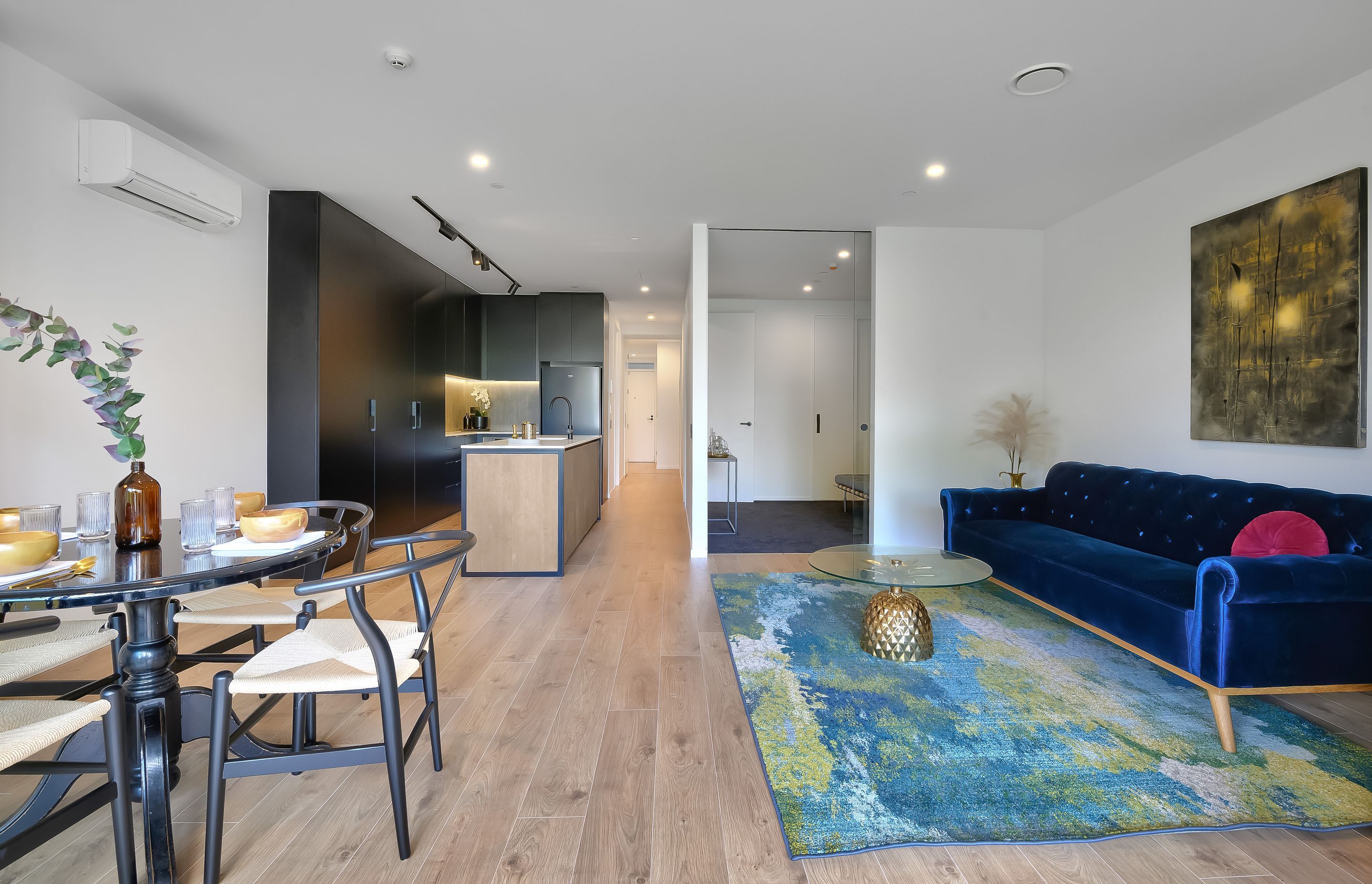 Parkside apartments include one bedroom plus flexi-space (as pictured) or two-bedroom layouts.
