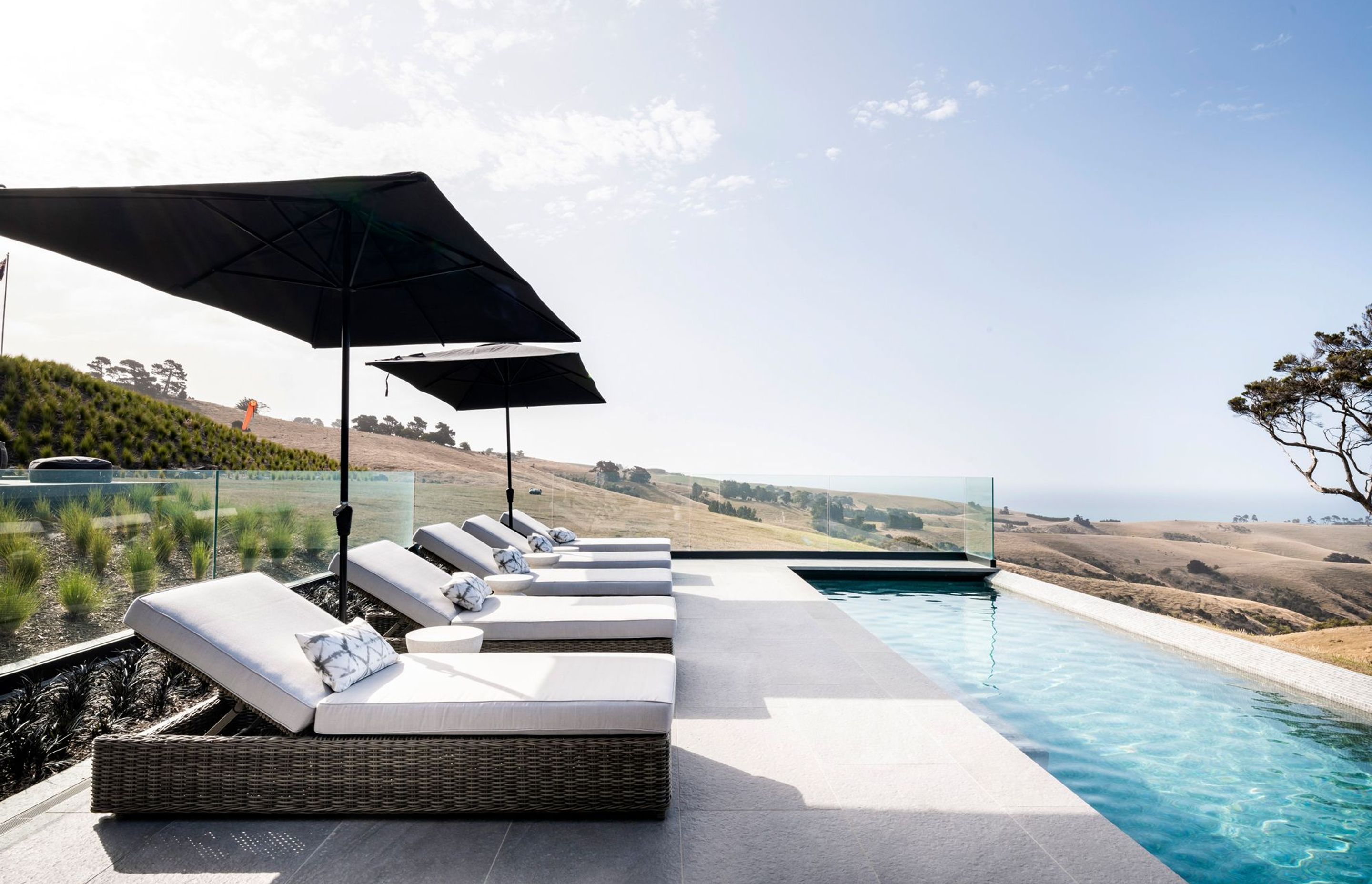 The pool cabana adds a "Hollywood" vibe to the property, says David Hill.