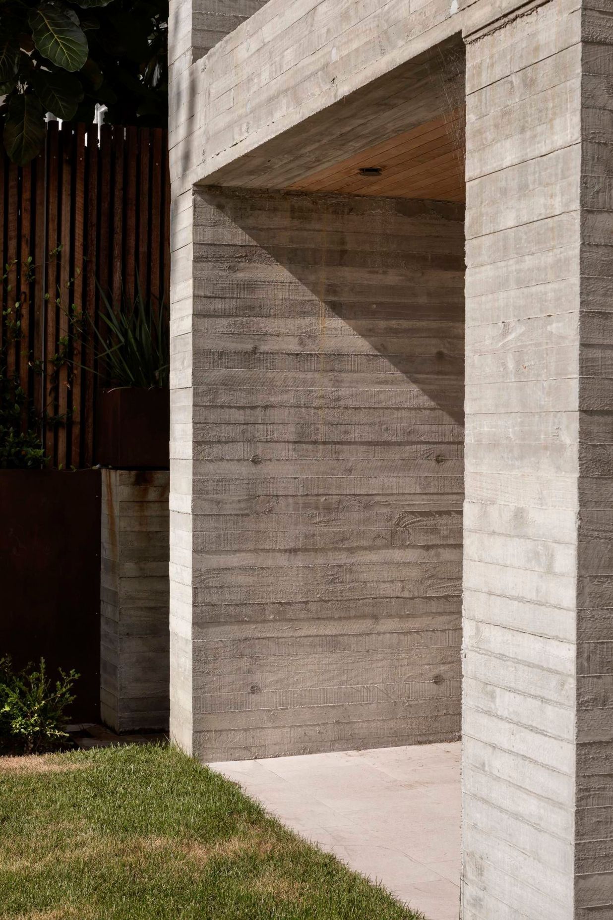 The major building material is board-formed insitu concrete, chosen for it's textural properties as much as its solidity and durability.