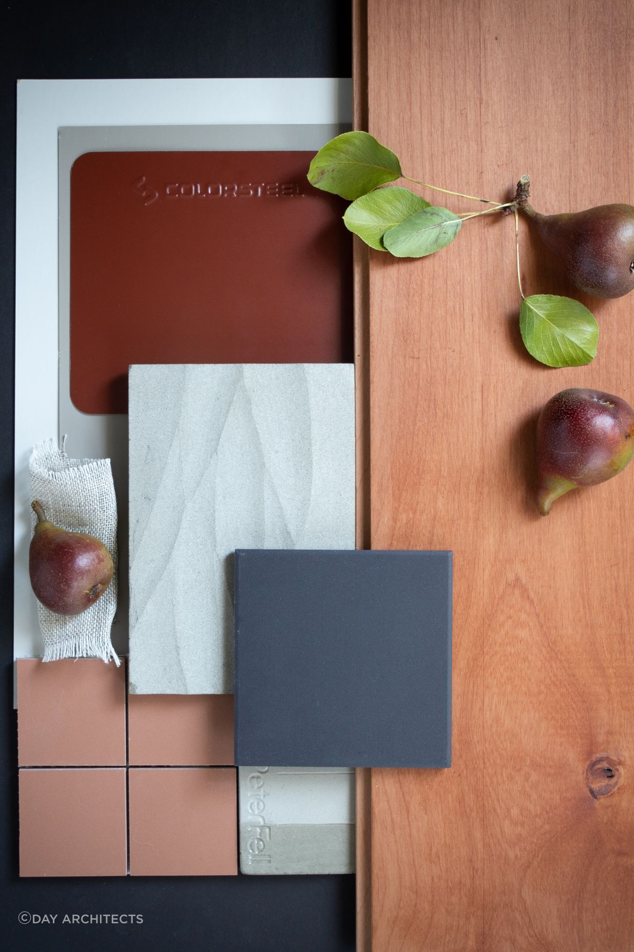 Colour: Scoria’s warmth is paired with NZ South Island Cherry beech. This palette is designed with the farmhouse in mind, an orchard outside and earth damp from the rain. Warm modern finishes are contrasted against light greys and natural linens. Combined with a farmhouse table and a bowl of freshly picked fruit and you have a home that feels right for its land.
