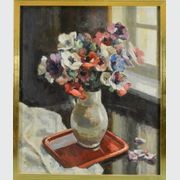 Oil on Canvas "Vase of Flowers" by George Bierand, 1928 gallery detail image