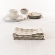 100% French Flax Linen Napkin- Set 4-Natural Gingham gallery detail image