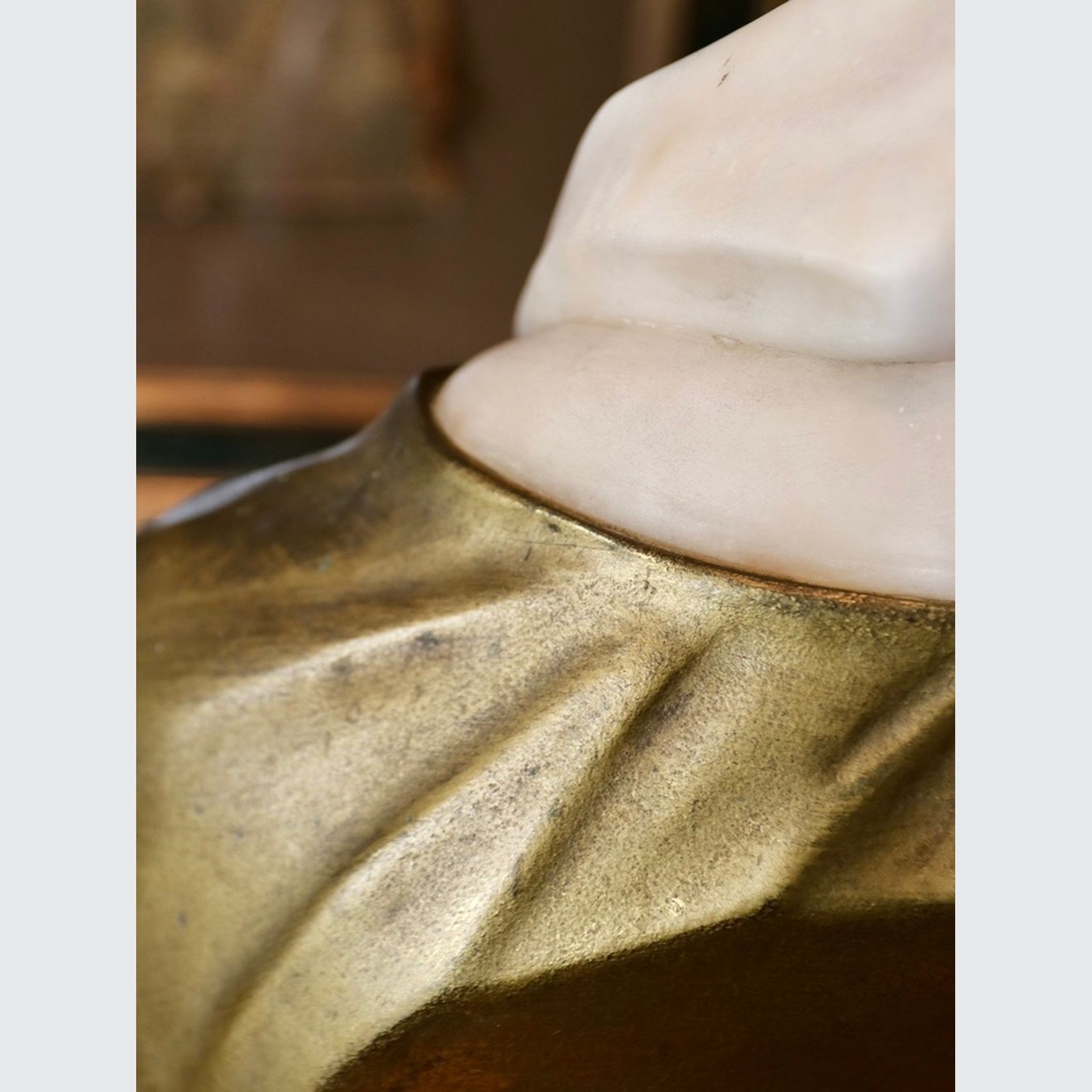 An Antique Alabaster And Gilt- Bronze Bust Of Santuzza gallery detail image