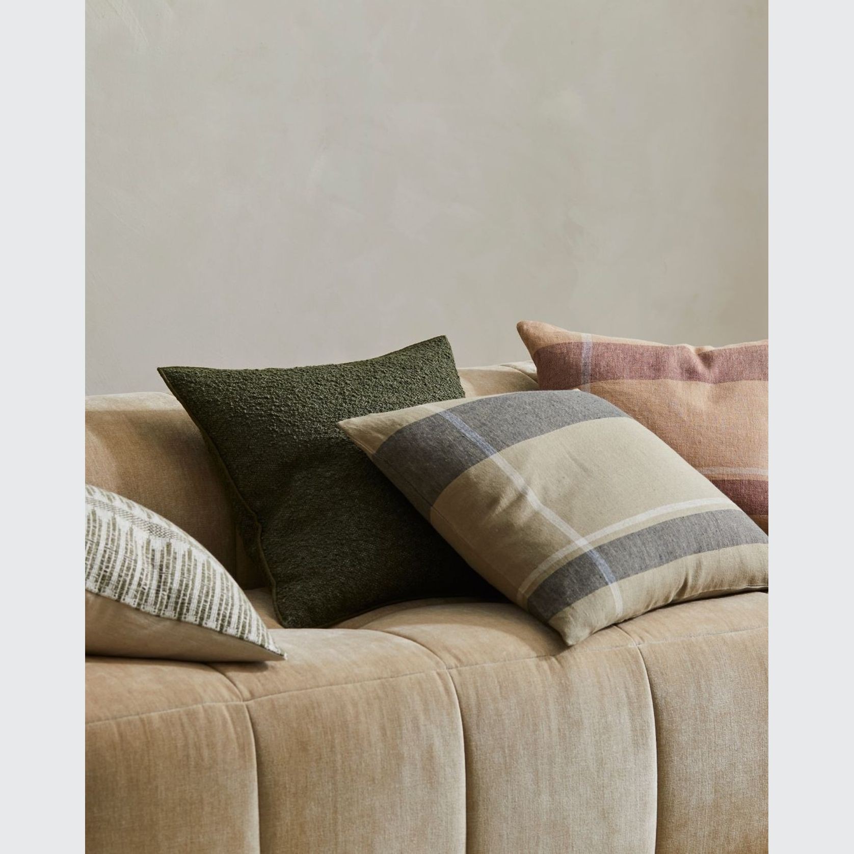 Weave Home Alberto Boucle Cushion - Olive | 50 x 50cm gallery detail image