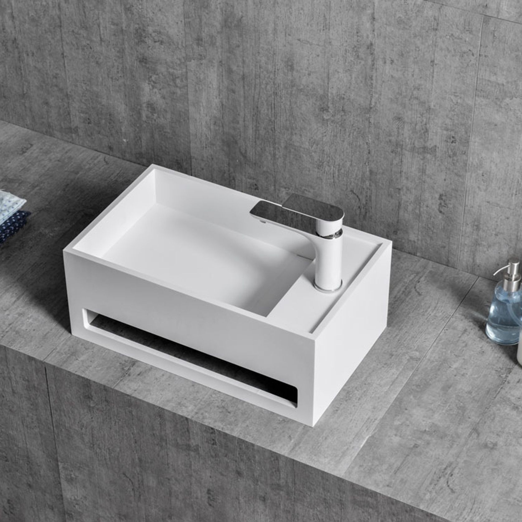 Antonio Composite Stone Wall-mounted Basin 500 gallery detail image