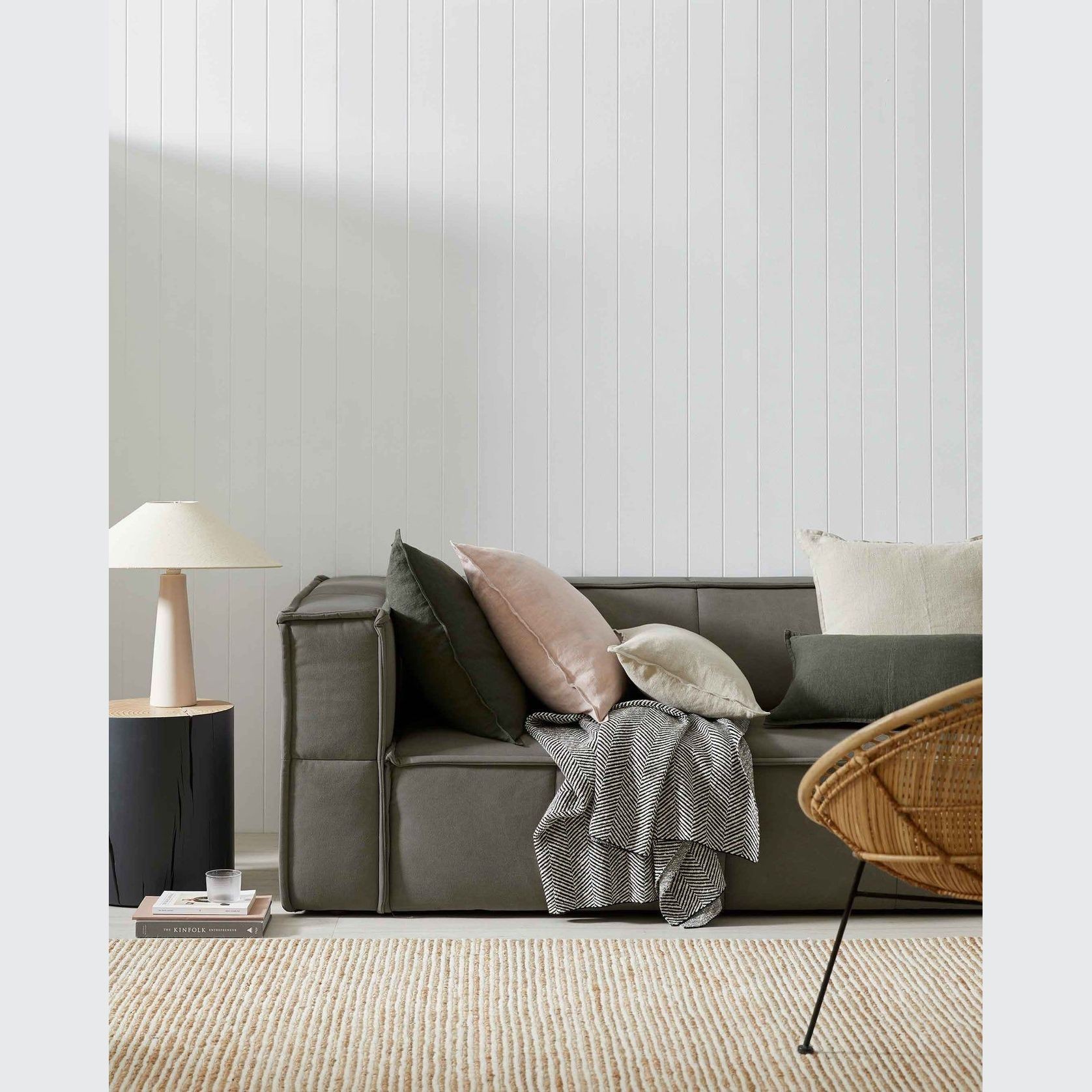 Weave Home European Linen Como Cushion - Khaki | Square and Lumbar | Three Sizes gallery detail image