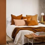 Baya Arcadia Handwoven Linen Cushion - Toasted Coconut gallery detail image