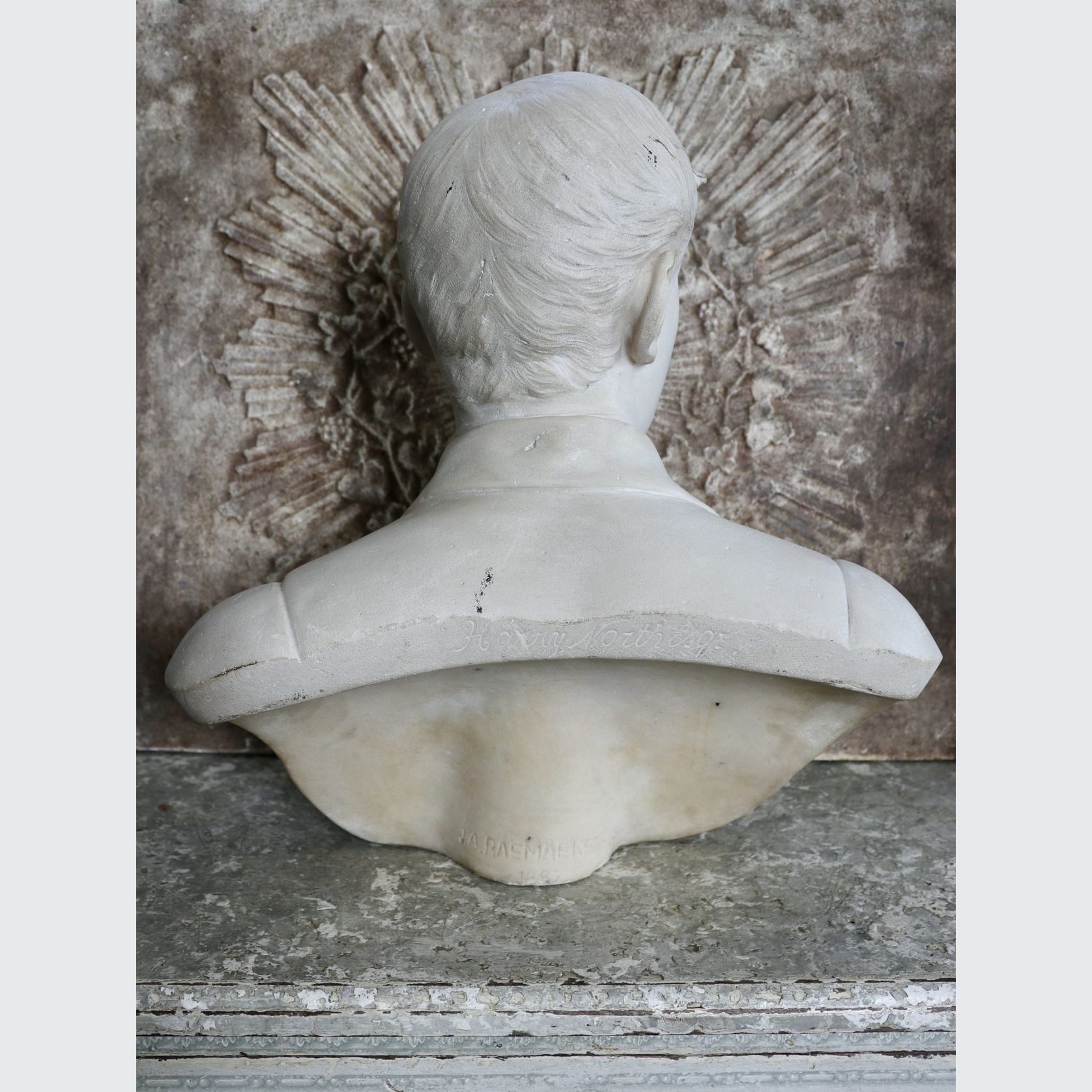 19th Century English Carrara Signed Marble Bust gallery detail image